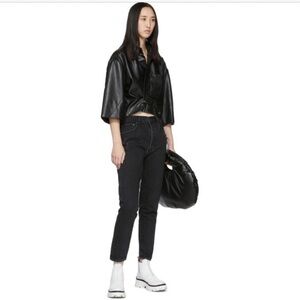 Moussy Jeans Andrews Black Vintage Straight Fit High Rise Tapered Womens 28